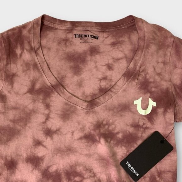 NWT True Religion Womens Tie-Dye Foil V-Neck Tee - Picture 4 of 10